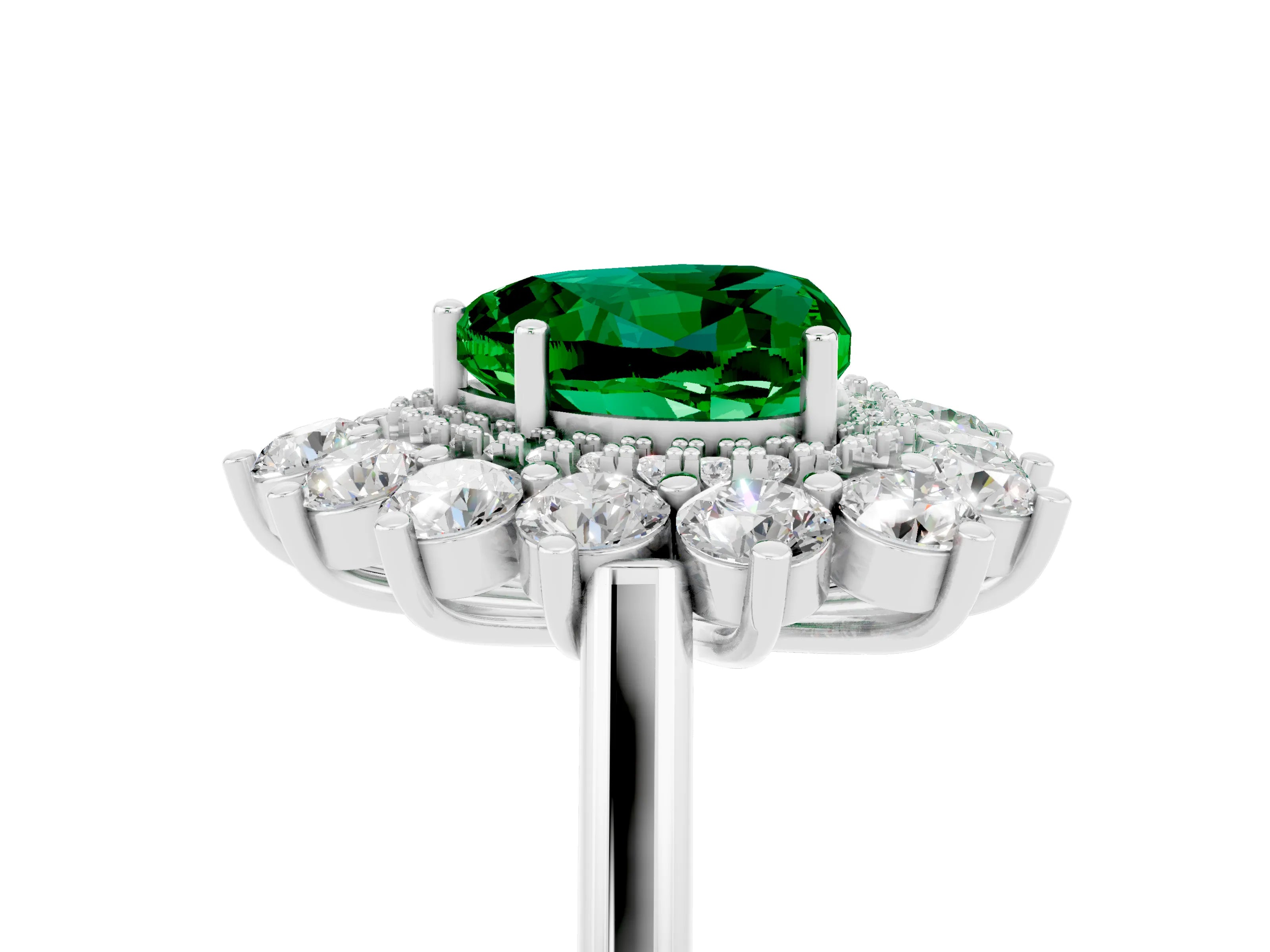 White gold Heart Cut Halo Cluster Diamond Ring with Pave Band and Four-Prong Setting_5