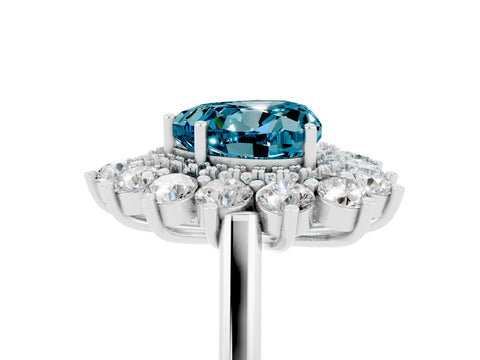 White gold Heart Cut Halo Cluster Diamond Ring with Pave Band and Four-Prong Setting_5
