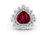 White gold Heart Cut Halo Cluster Diamond Ring with Pave Band and Four-Prong Setting_60