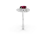White gold Heart Cut Halo Cluster Diamond Ring with Pave Band and Four-Prong Setting_62