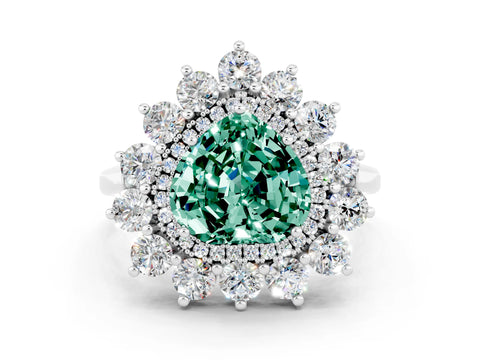 White gold Heart Cut Halo Cluster Diamond Ring with Pave Band and Four-Prong Setting_6