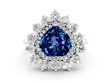 White gold Heart Cut Halo Cluster Diamond Ring with Pave Band and Four-Prong Setting_6