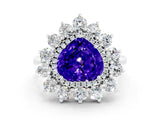 White gold Heart Cut Halo Cluster Diamond Ring with Pave Band and Four-Prong Setting_6