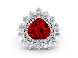 White gold Heart Cut Halo Cluster Diamond Ring with Pave Band and Four-Prong Setting_6