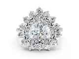 White gold Heart Cut Halo Cluster Diamond Ring with Pave Band and Four-Prong Setting_7