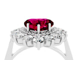 White gold Heart Cut Halo Cluster Diamond Ring with Pave Band and Four-Prong Setting_70