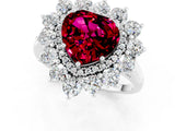 White gold Heart Cut Halo Cluster Diamond Ring with Pave Band and Four-Prong Setting_7
