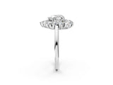 White gold Heart Cut Halo Cluster Diamond Ring with Pave Band and Four-Prong Setting_9