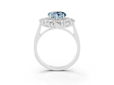 White gold Heart Cut Halo Cluster Diamond Ring with Pave Band and Four-Prong Setting_9