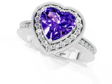 White gold Heart Cut Halo Diamond Engagement Ring with Milgrain Pave Band and Four-Prong Setting_1