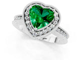 White gold Heart Cut Halo Diamond Engagement Ring with Milgrain Pave Band and Four-Prong Setting_1