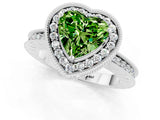 White gold Heart Cut Halo Diamond Engagement Ring with Milgrain Pave Band and Four-Prong Setting_1