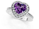 White gold Heart Cut Halo Diamond Engagement Ring with Milgrain Pave Band and Four-Prong Setting_1