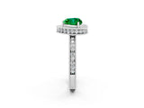 White gold Heart Cut Halo Diamond Engagement Ring with Milgrain Pave Band and Four-Prong Setting_2