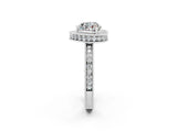 White gold Heart Cut Halo Diamond Engagement Ring with Milgrain Pave Band and Four-Prong Setting_2