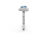 White gold Heart Cut Halo Diamond Engagement Ring with Milgrain Pave Band and Four-Prong Setting_2