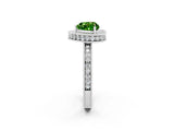White gold Heart Cut Halo Diamond Engagement Ring with Milgrain Pave Band and Four-Prong Setting_2