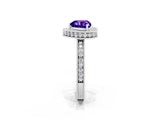 White gold Heart Cut Halo Diamond Engagement Ring with Milgrain Pave Band and Four-Prong Setting_2