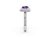 White gold Heart Cut Halo Diamond Engagement Ring with Milgrain Pave Band and Four-Prong Setting_2