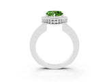 White gold Heart Cut Halo Diamond Engagement Ring with Milgrain Pave Band and Four-Prong Setting_3