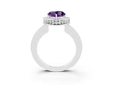 White gold Heart Cut Halo Diamond Engagement Ring with Milgrain Pave Band and Four-Prong Setting_3