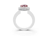 White gold Heart Cut Halo Diamond Engagement Ring with Milgrain Pave Band and Four-Prong Setting_3