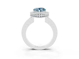 White gold Heart Cut Halo Diamond Engagement Ring with Milgrain Pave Band and Four-Prong Setting_3