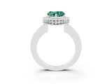 White gold Heart Cut Halo Diamond Engagement Ring with Milgrain Pave Band and Four-Prong Setting_3