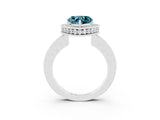 White gold Heart Cut Halo Diamond Engagement Ring with Milgrain Pave Band and Four-Prong Setting_3