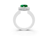 White gold Heart Cut Halo Diamond Engagement Ring with Milgrain Pave Band and Four-Prong Setting_3