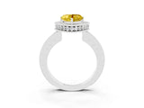 White gold Heart Cut Halo Diamond Engagement Ring with Milgrain Pave Band and Four-Prong Setting_3