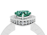 White gold Heart Cut Halo Diamond Engagement Ring with Milgrain Pave Band and Four-Prong Setting_4