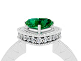White gold Heart Cut Halo Diamond Engagement Ring with Milgrain Pave Band and Four-Prong Setting_4