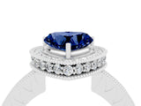 White gold Heart Cut Halo Diamond Engagement Ring with Milgrain Pave Band and Four-Prong Setting_4