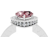 White gold Heart Cut Halo Diamond Engagement Ring with Milgrain Pave Band and Four-Prong Setting_4