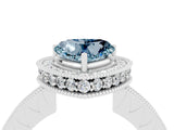 White gold Heart Cut Halo Diamond Engagement Ring with Milgrain Pave Band and Four-Prong Setting_4