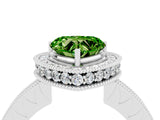 White gold Heart Cut Halo Diamond Engagement Ring with Milgrain Pave Band and Four-Prong Setting_4