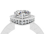 White gold Heart Cut Halo Diamond Engagement Ring with Milgrain Pave Band and Four-Prong Setting_4