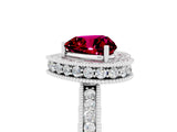 White gold Heart Cut Halo Diamond Engagement Ring with Milgrain Pave Band and Four-Prong Setting_5