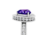 White gold Heart Cut Halo Diamond Engagement Ring with Milgrain Pave Band and Four-Prong Setting_5