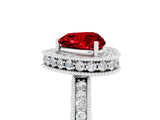 White gold Heart Cut Halo Diamond Engagement Ring with Milgrain Pave Band and Four-Prong Setting_5