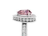 White gold Heart Cut Halo Diamond Engagement Ring with Milgrain Pave Band and Four-Prong Setting_5
