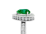 White gold Heart Cut Halo Diamond Engagement Ring with Milgrain Pave Band and Four-Prong Setting_5