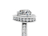 White gold Heart Cut Halo Diamond Engagement Ring with Milgrain Pave Band and Four-Prong Setting_5