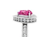 White gold Heart Cut Halo Diamond Engagement Ring with Milgrain Pave Band and Four-Prong Setting_5
