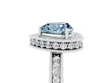 White gold Heart Cut Halo Diamond Engagement Ring with Milgrain Pave Band and Four-Prong Setting_5