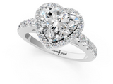 White gold Heart Cut Halo Diamond Engagement Ring with Pave Band and Four-Prong Setting_58