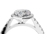 White gold Heart Cut Halo Diamond Engagement Ring with Pave Band and Four-Prong Setting_61