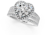 White gold Heart Cut Halo Diamond Engagement Ring with Split Shank and Four-Prong Setting_27