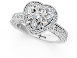 White gold Heart Cut Halo Diamond Pave Band Ring with Four-Prong Setting_82